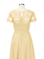 Illusion Applique Chiffon Dress 