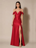 Silk-like Bridesmaid Dress with Cold Neckline 