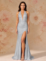 Satin Prom Dress with Halter Neck 
