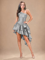 Asymmetric Homecoming Dress with One-Shoulder Neckline 