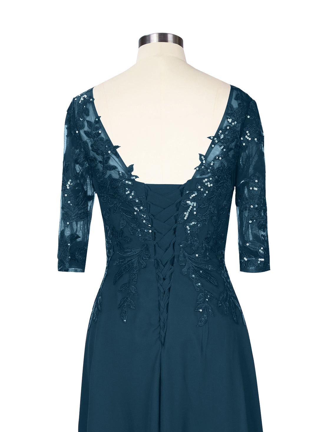 Applique V-Neck Chiffon Dress 