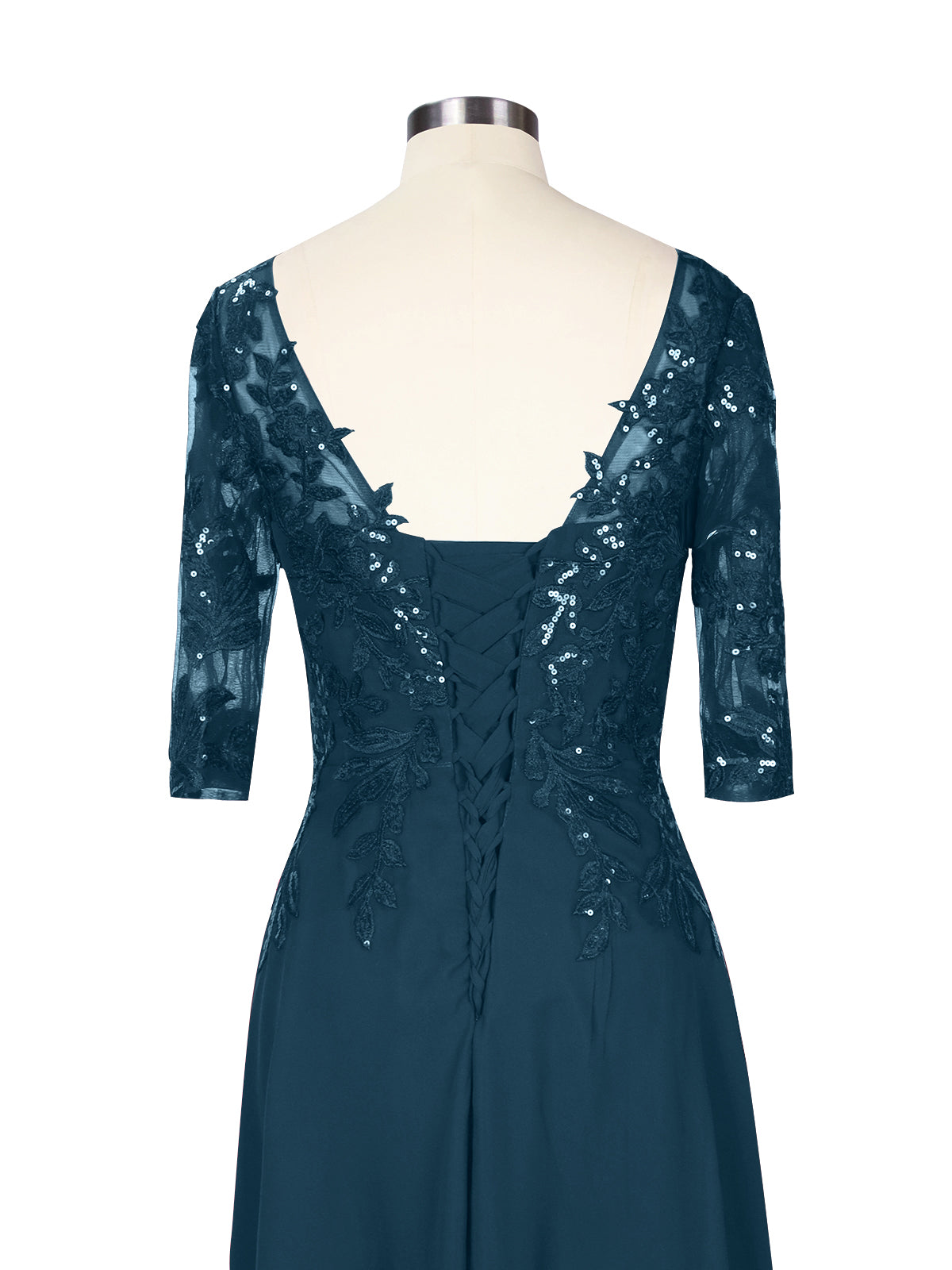Applique V-Neck Chiffon Dress 