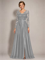 Satin Mother of the Bride Dress with Appliques