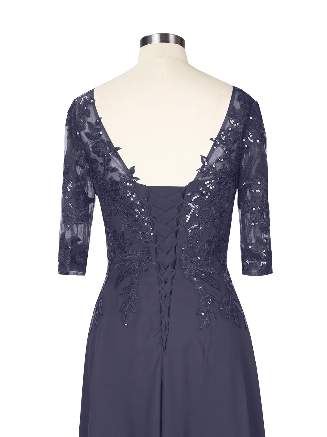 Applique V-Neck Chiffon Dress 