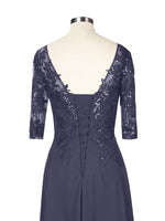 Applique V-Neck Chiffon Dress 