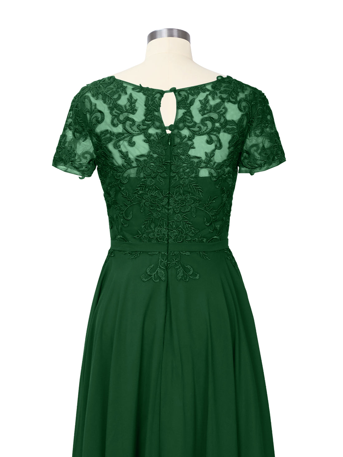 Illusion Applique Chiffon Dress 