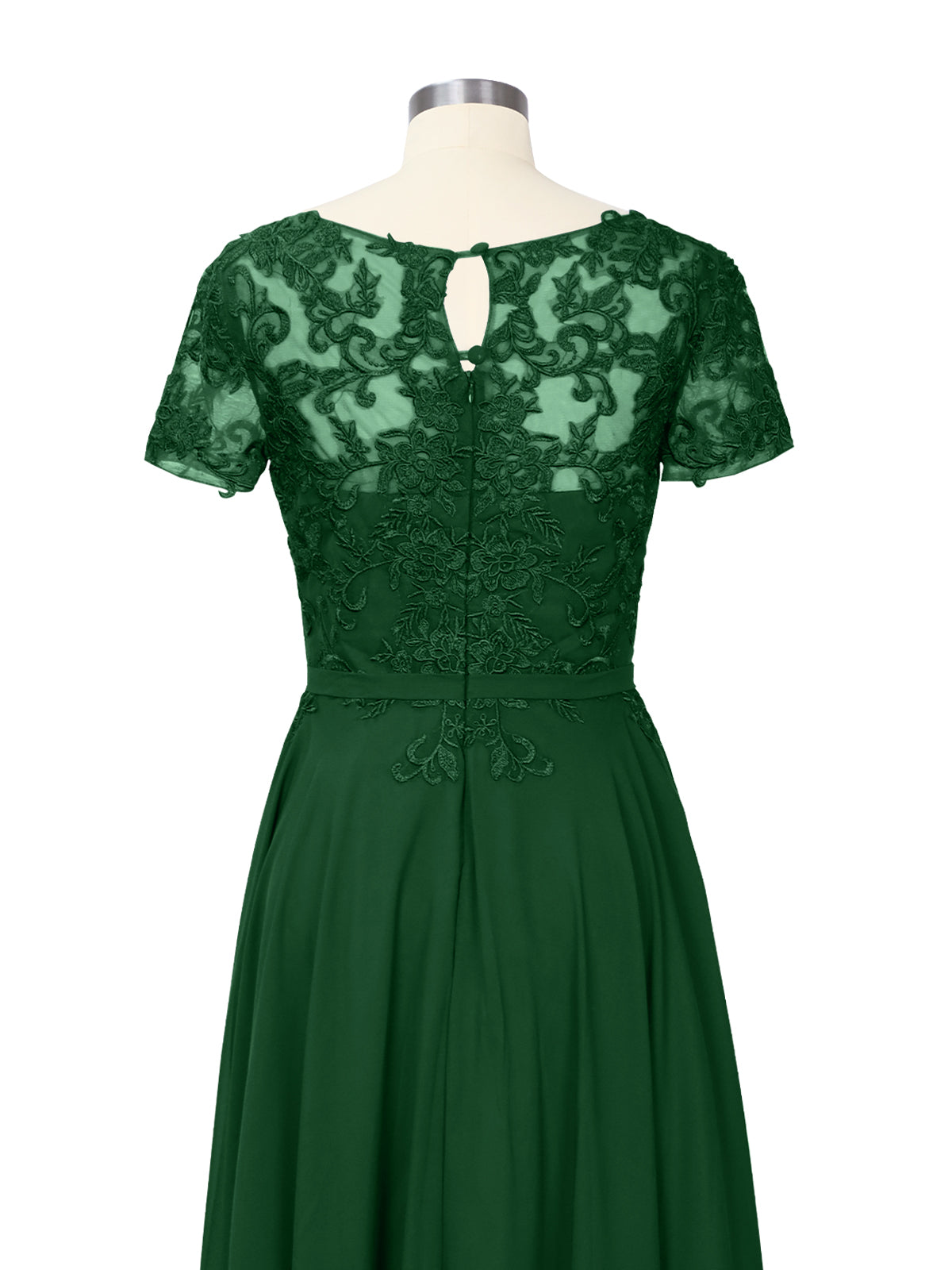 Illusion Applique Chiffon Dress 