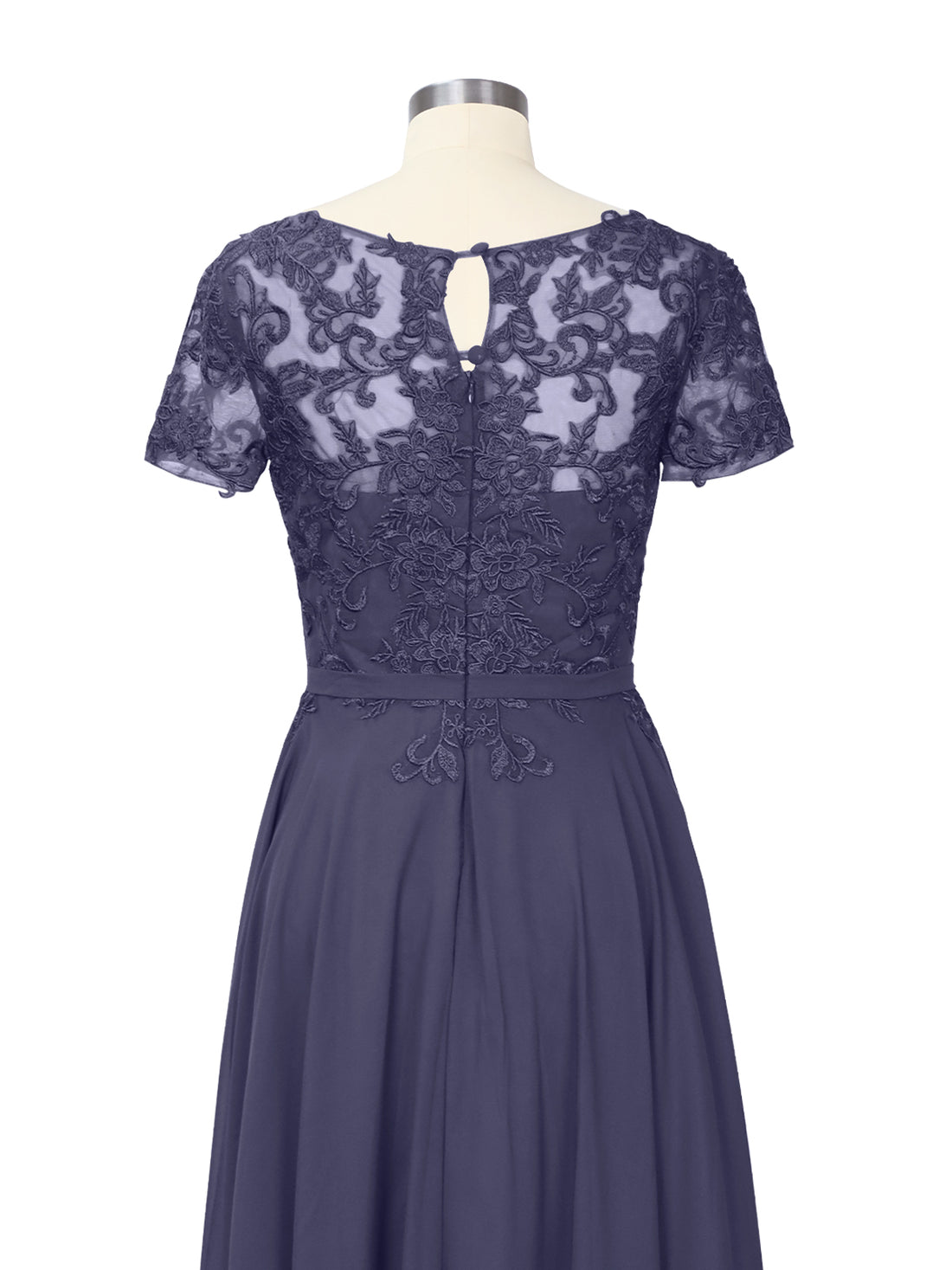 Illusion Applique Chiffon Dress 