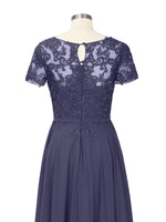 Illusion Applique Chiffon Dress 