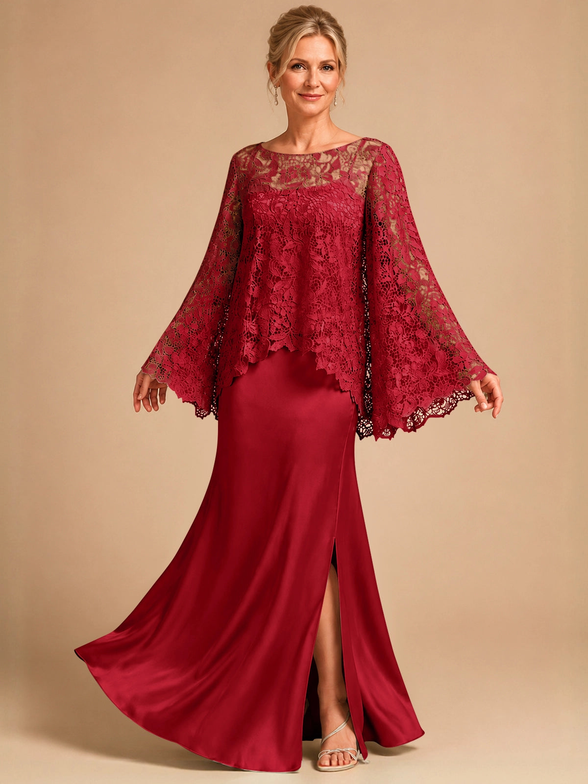 Two-piece Mother of the Bride Dress with Lace Top 