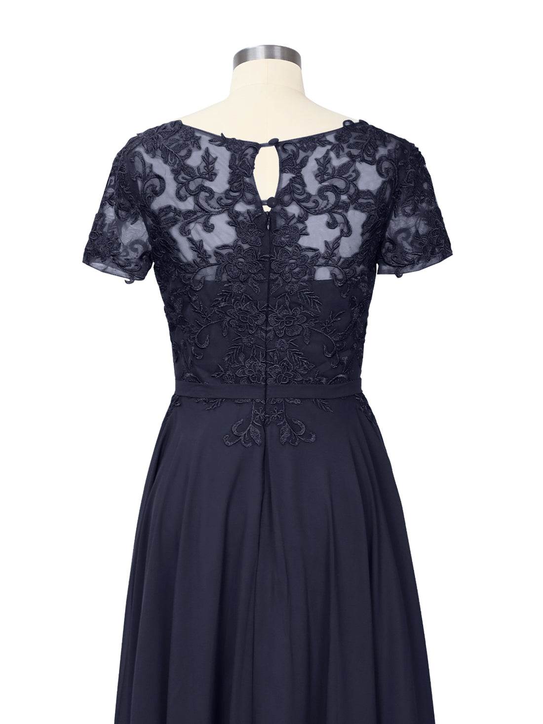 Illusion Applique Chiffon Dress 