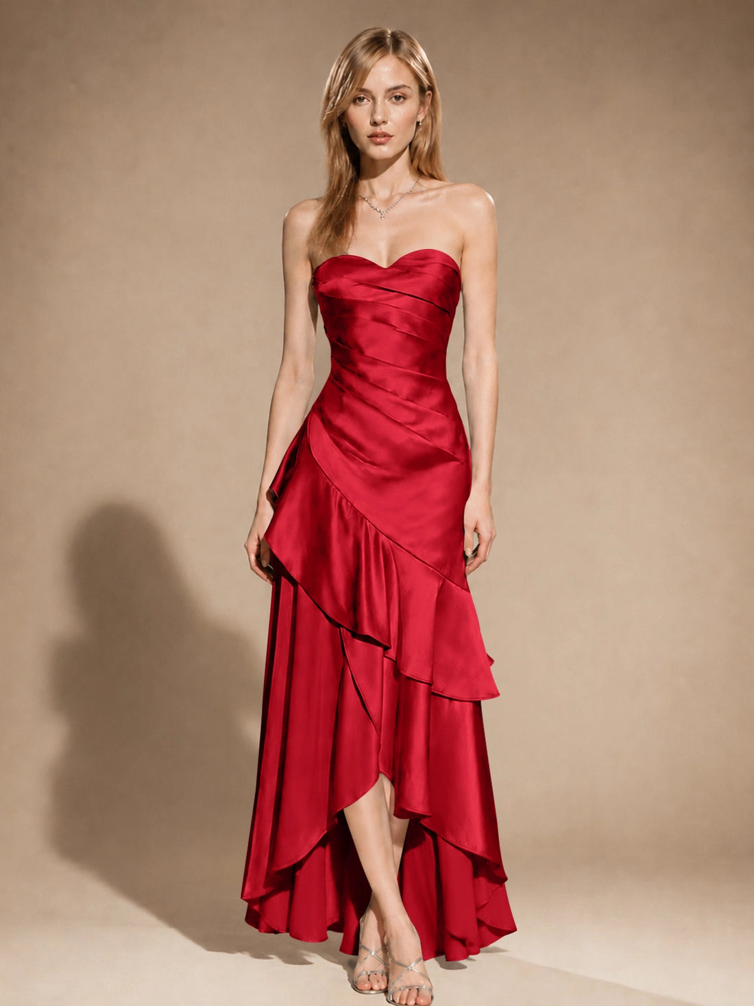 Strapless Prom Dress with Tiered Ruffles 
