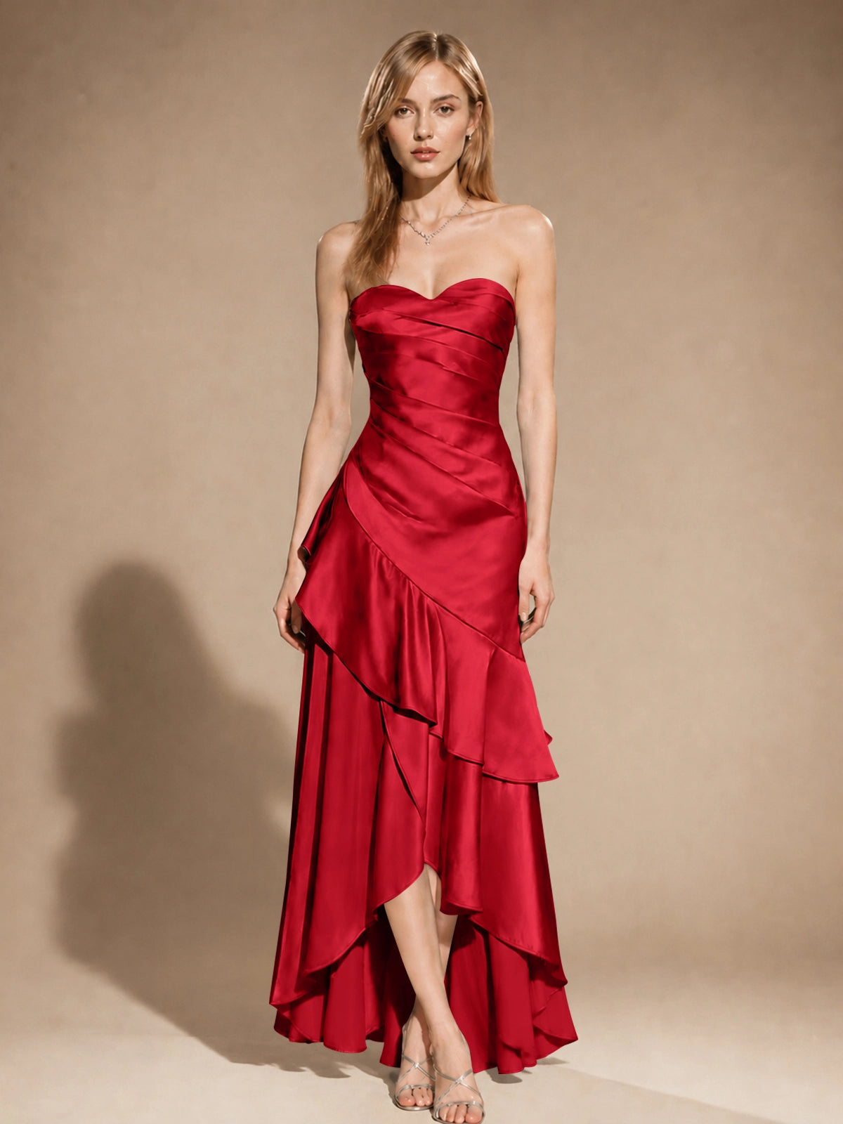 Strapless Prom Dress with Tiered Ruffles 