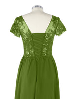 Short Sleeves Chiffon Dress 