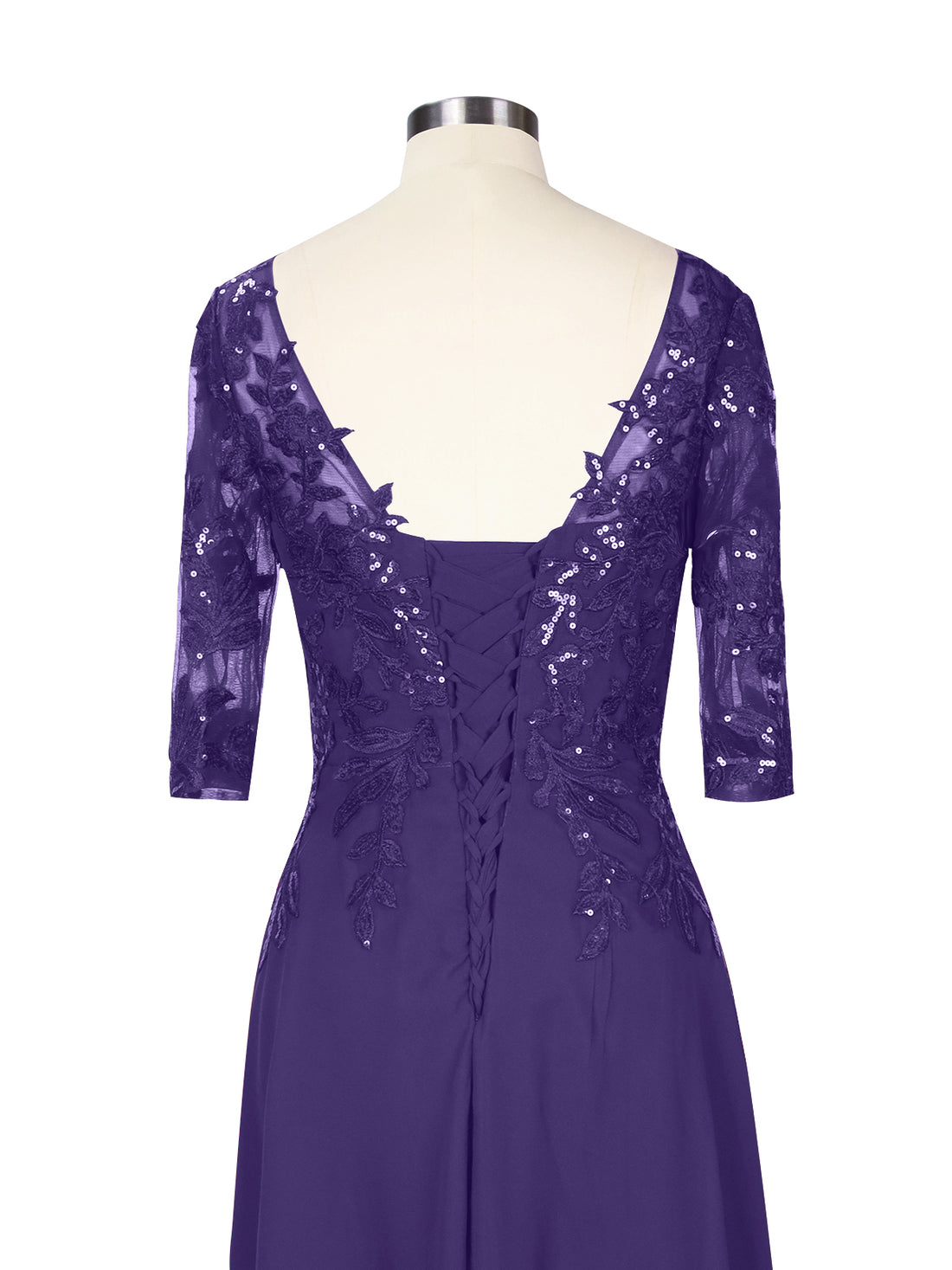 Applique V-Neck Chiffon Dress 