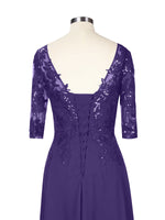 Applique V-Neck Chiffon Dress 