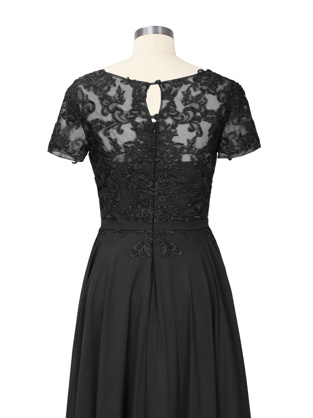 Illusion Applique Chiffon Dress 