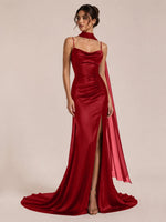 Mermaid Bridesmaid Dress with Neck Scarf 