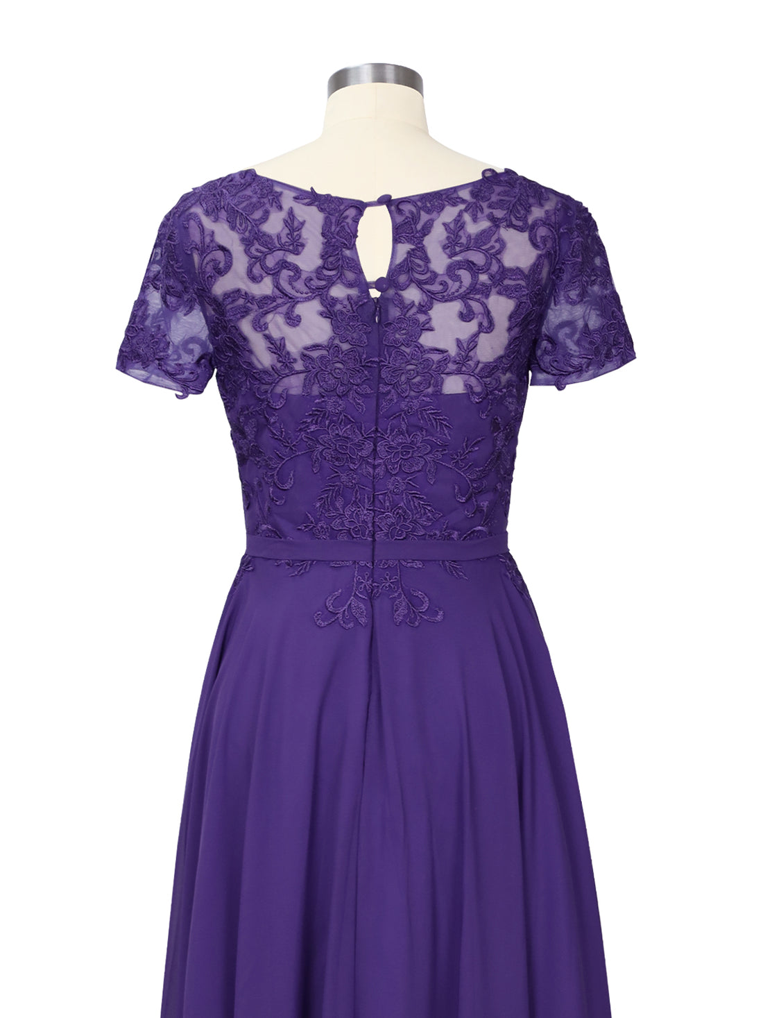 Illusion Applique Chiffon Dress 