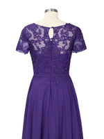 Illusion Applique Chiffon Dress 