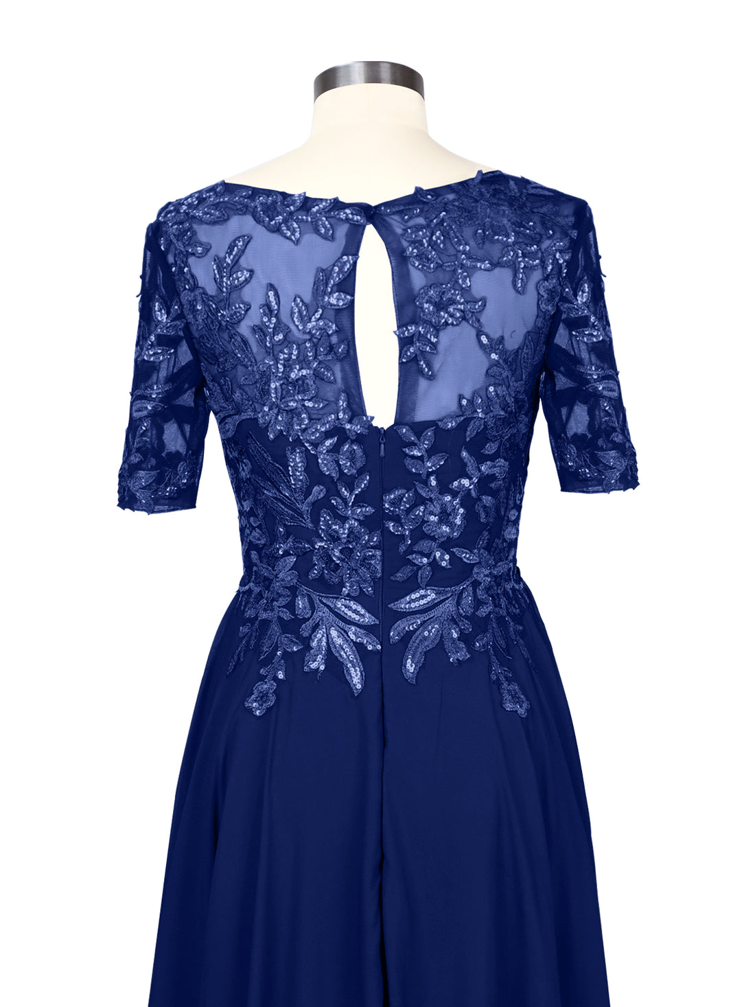 Applique Half Sleeves Chiffon Dress 