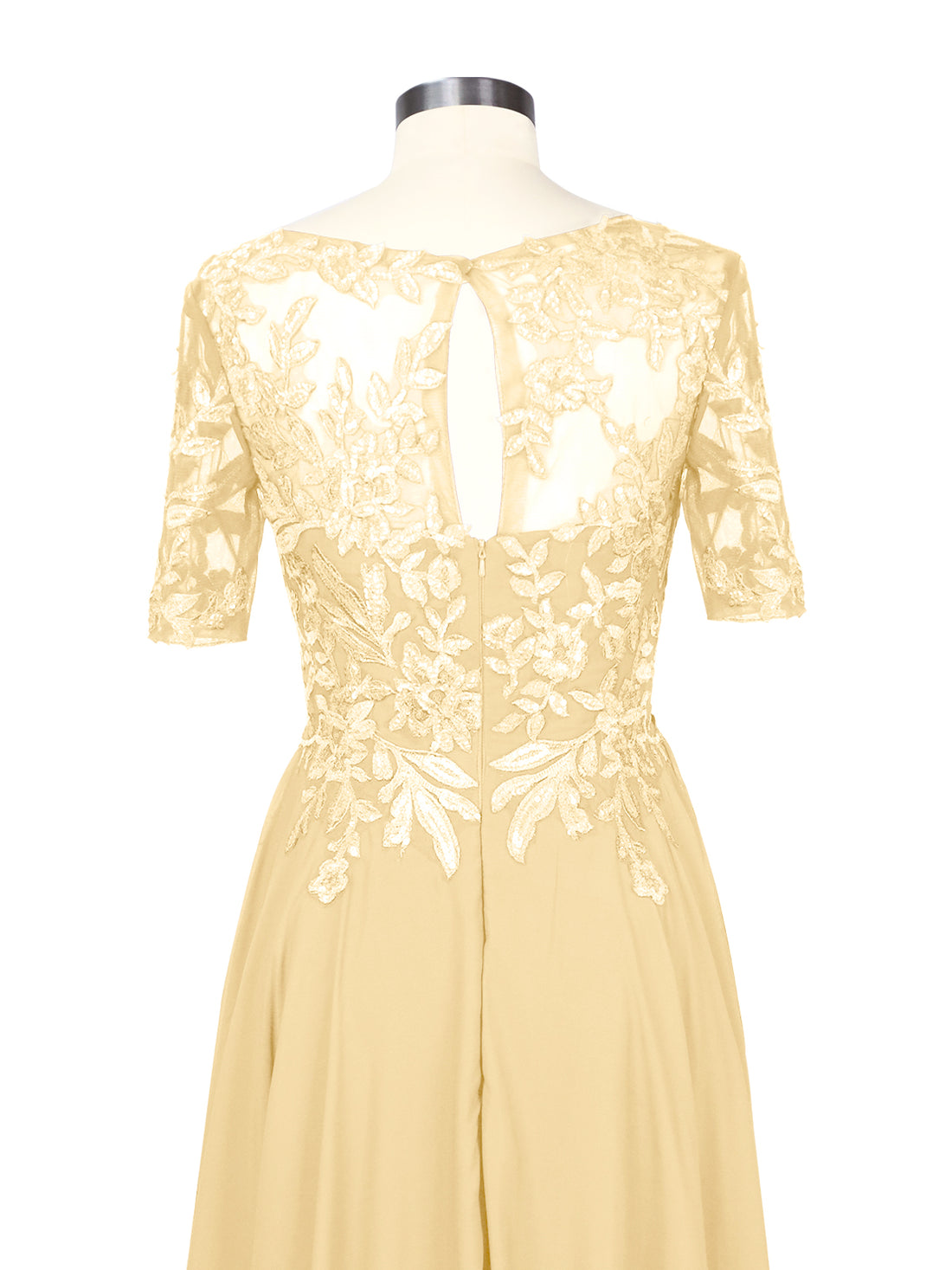 Applique Half Sleeves Chiffon Dress 