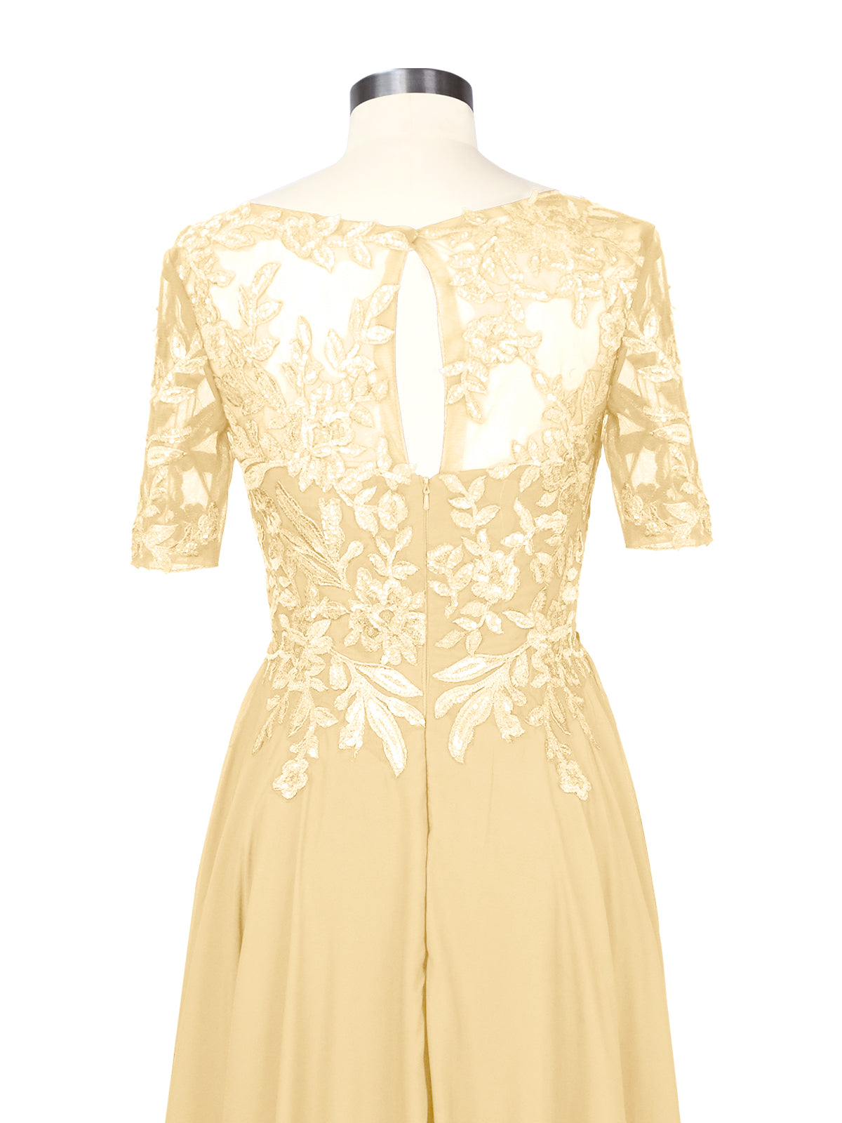 Applique Half Sleeves Chiffon Dress 
