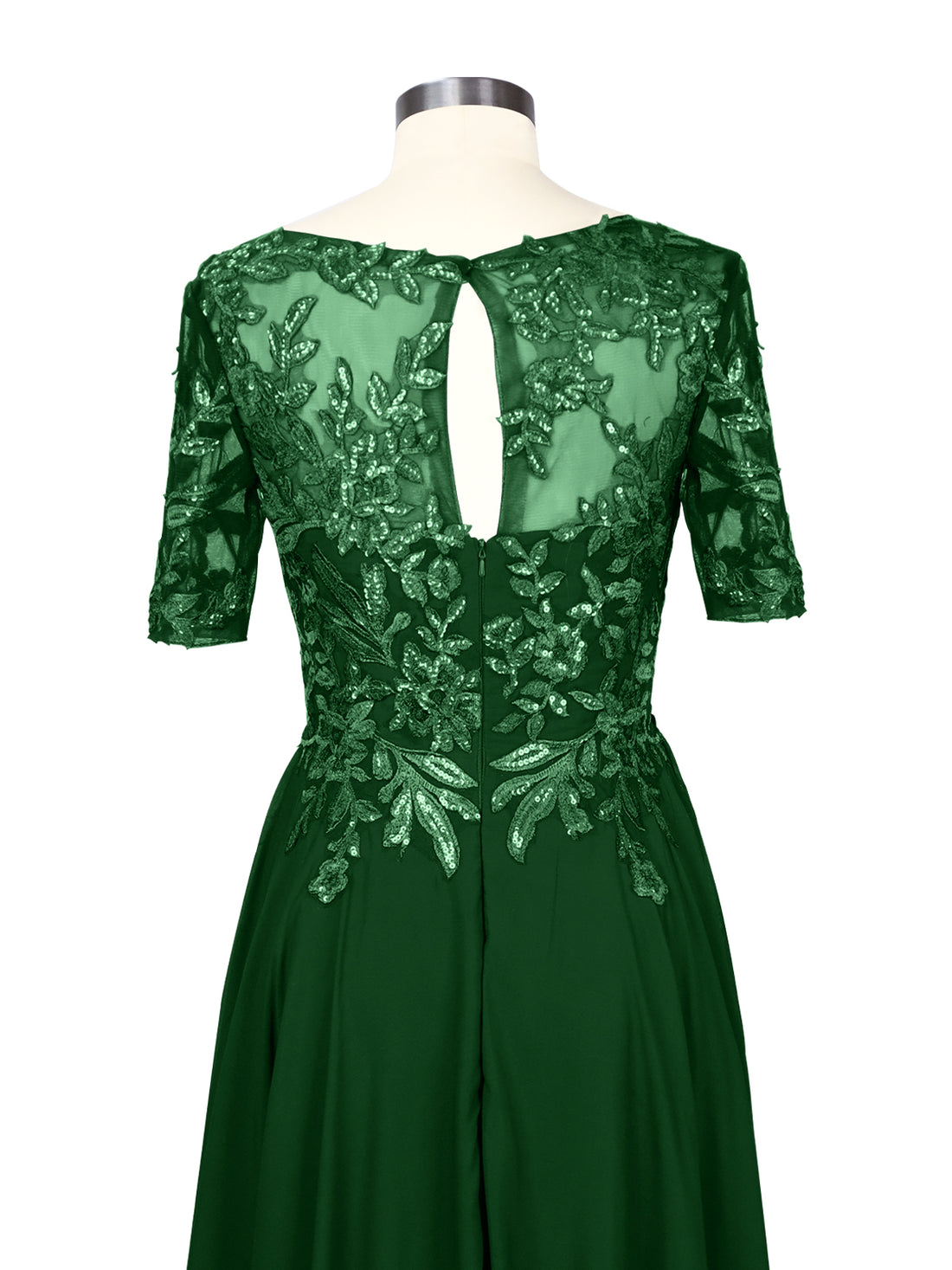 Applique Half Sleeves Chiffon Dress 