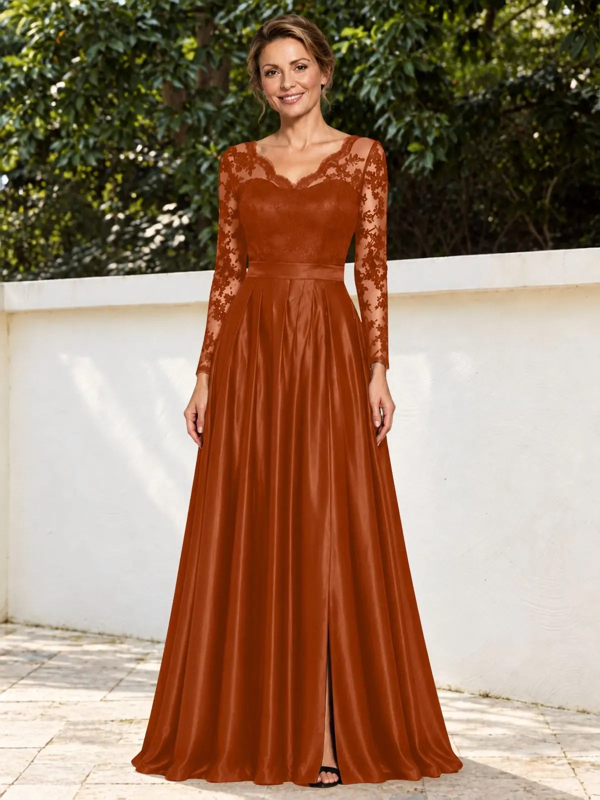 Satin Mother of the Bride Dress with Appliques