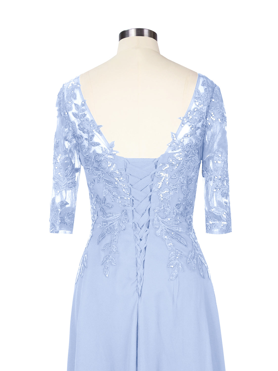 Applique V-Neck Chiffon Dress 