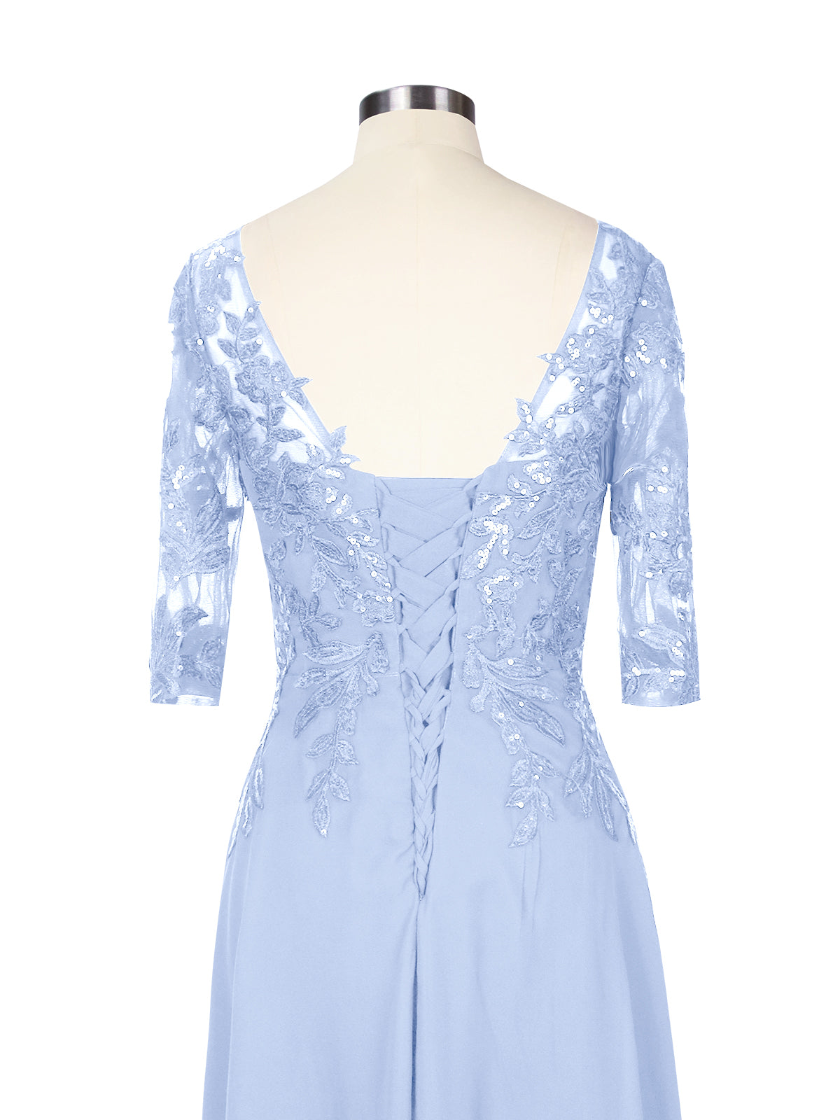 Applique V-Neck Chiffon Dress 