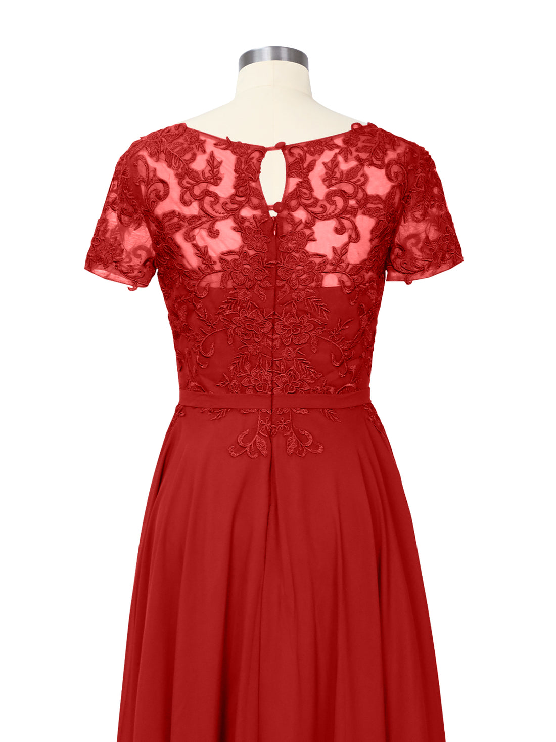 Illusion Applique Chiffon Dress 