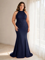 Halter Neckline Trumpet Dress-Plus Size 