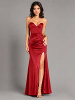 Silk-like Prom Dress with High Slit 