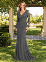 Mermaid Mother of the Bride Dress with Long Lace Sleeves 
