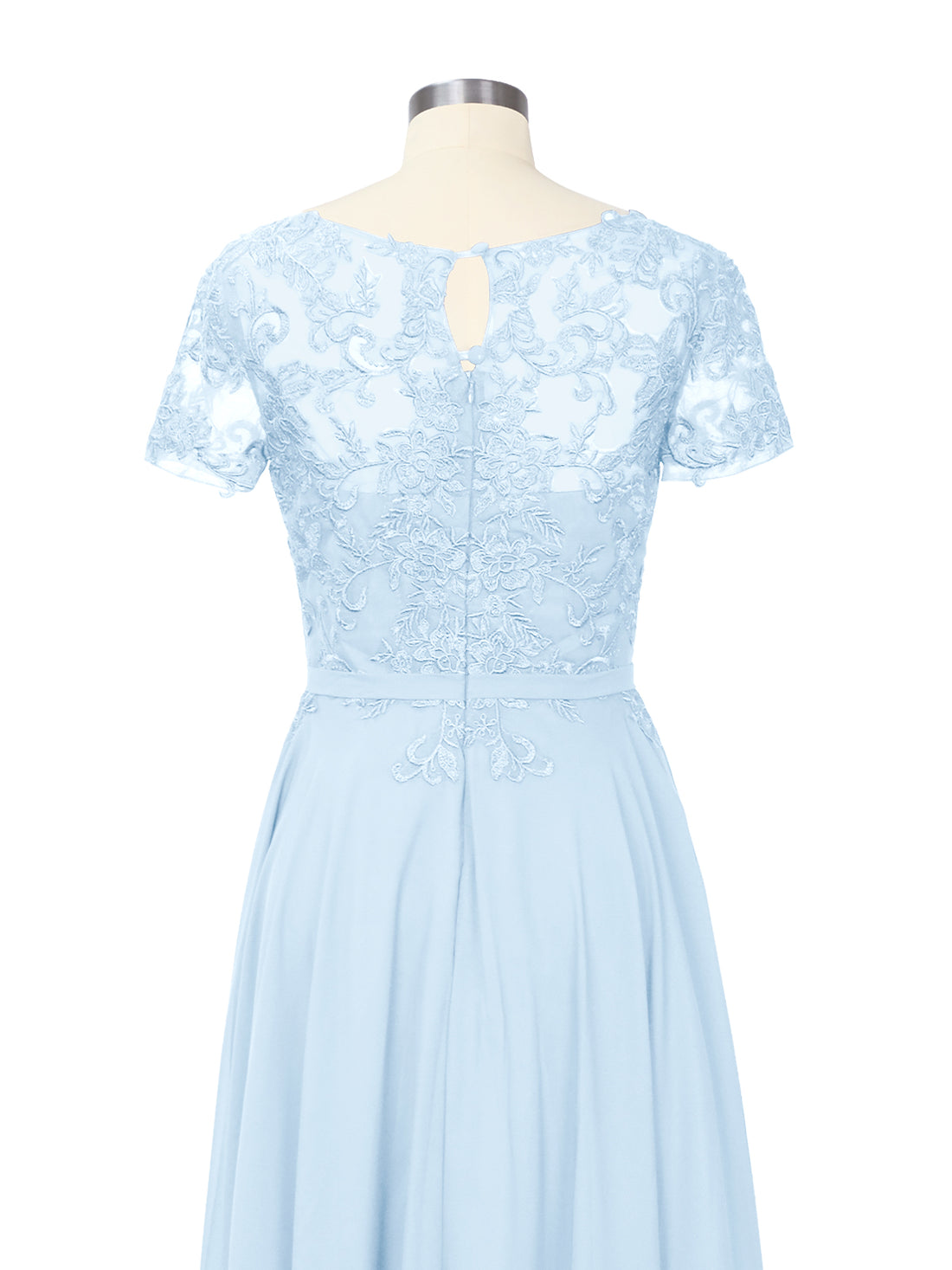 Illusion Applique Chiffon Dress 