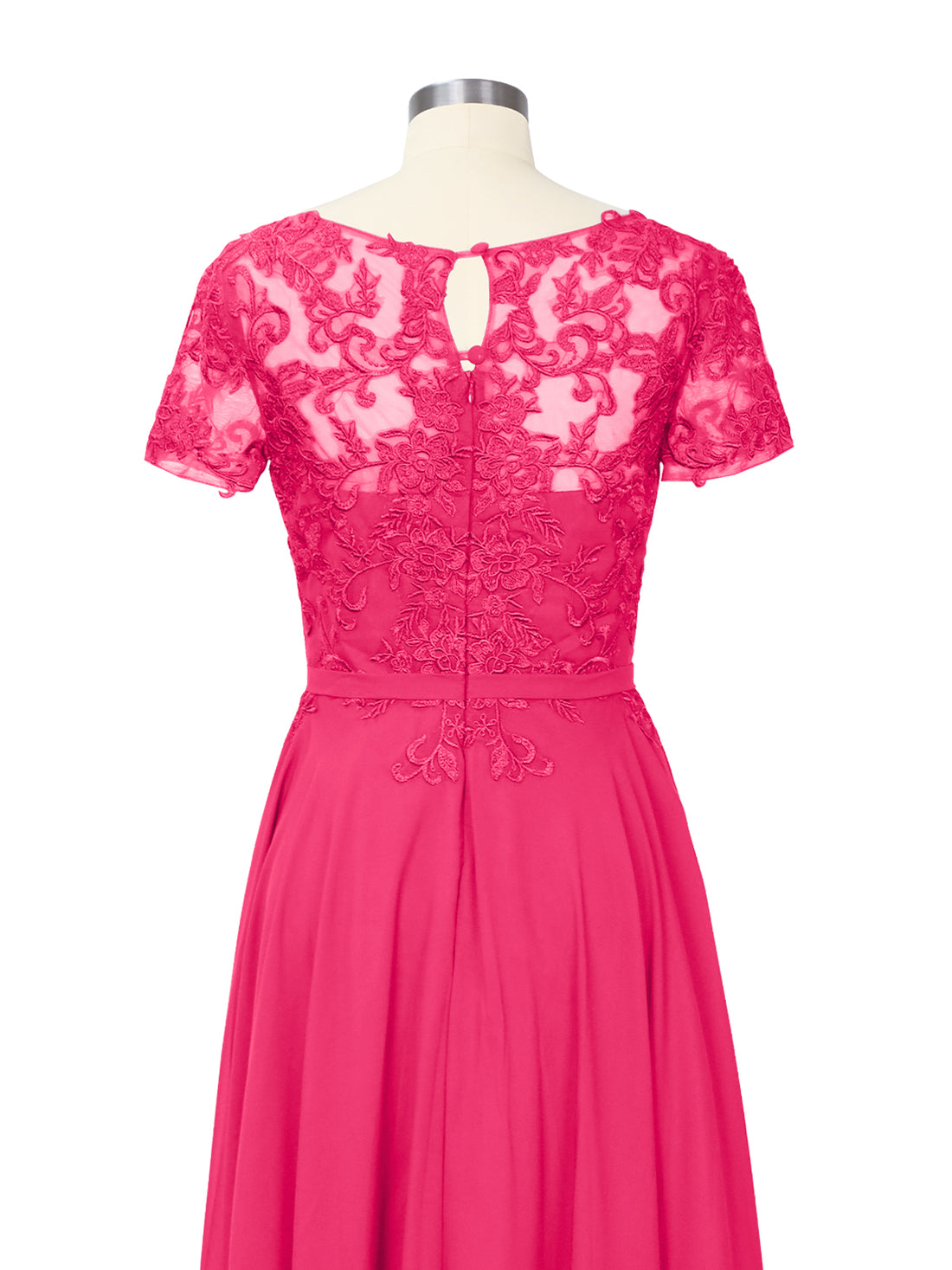 Illusion Applique Chiffon Dress 