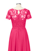 Illusion Applique Chiffon Dress 