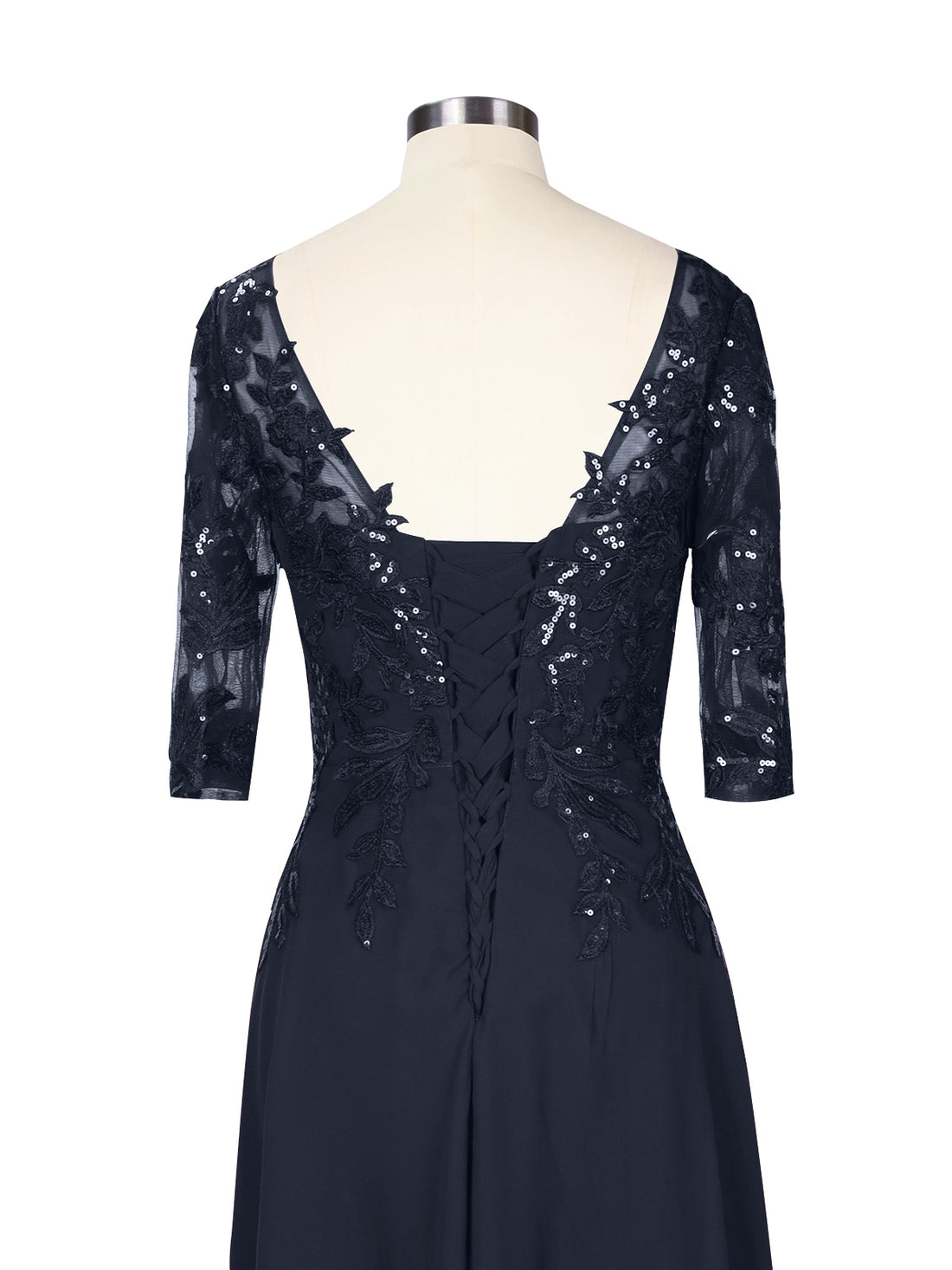 Applique V-Neck Chiffon Dress 