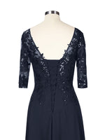 Applique V-Neck Chiffon Dress 