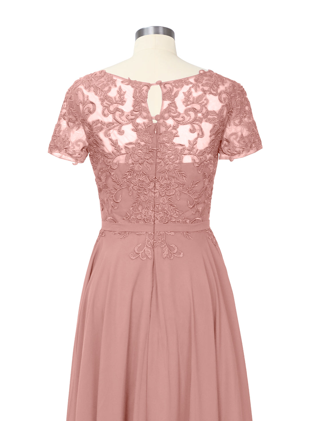 Illusion Applique Chiffon Dress 