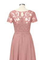 Illusion Applique Chiffon Dress 