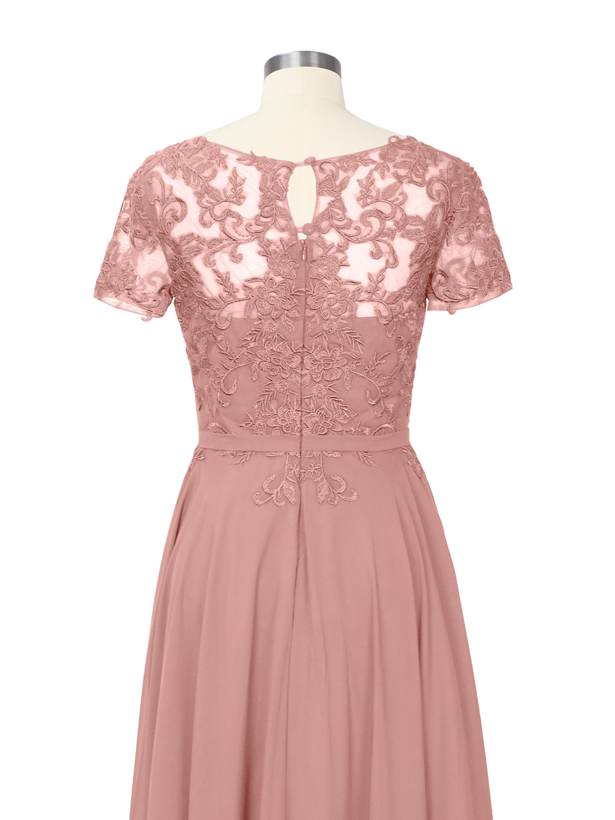 Illusion Applique Chiffon Dress 