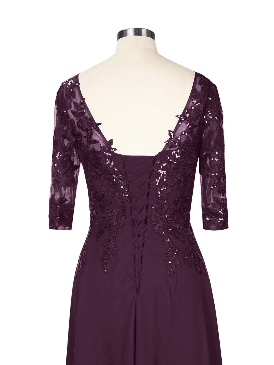 Applique V-Neck Chiffon Dress 