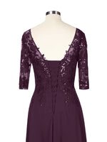 Applique V-Neck Chiffon Dress 