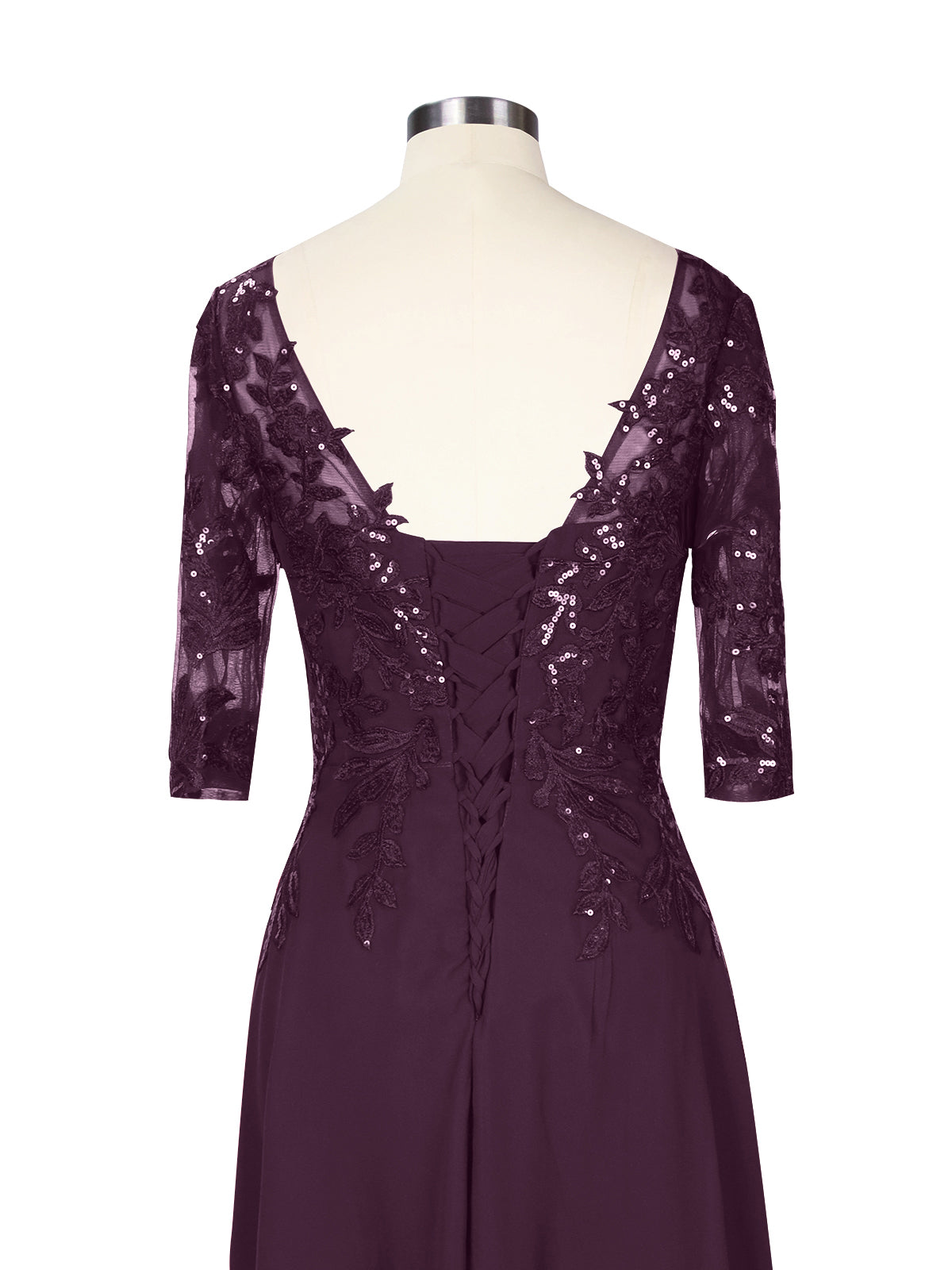 Applique V-Neck Chiffon Dress 