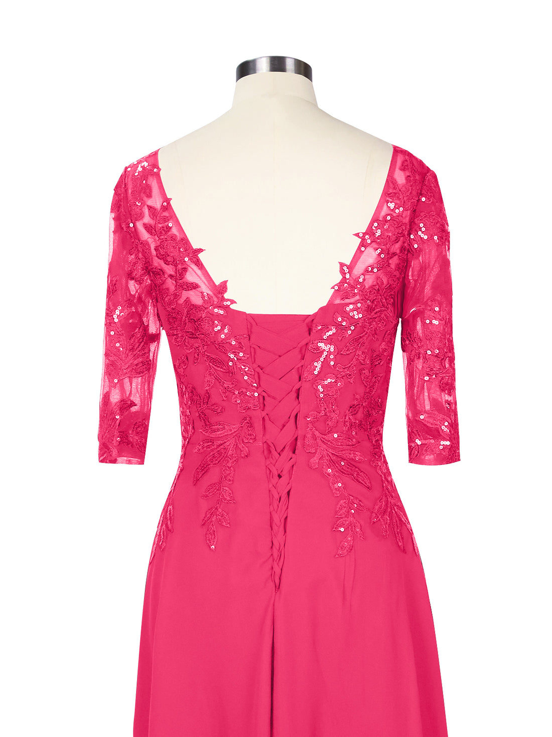 Applique V-Neck Chiffon Dress 