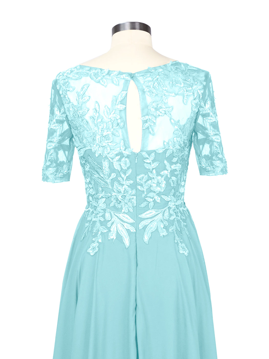 Applique Half Sleeves Chiffon Dress 