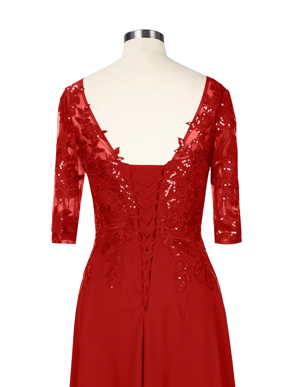 Applique V-Neck Chiffon Dress 