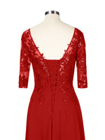 Applique V-Neck Chiffon Dress 